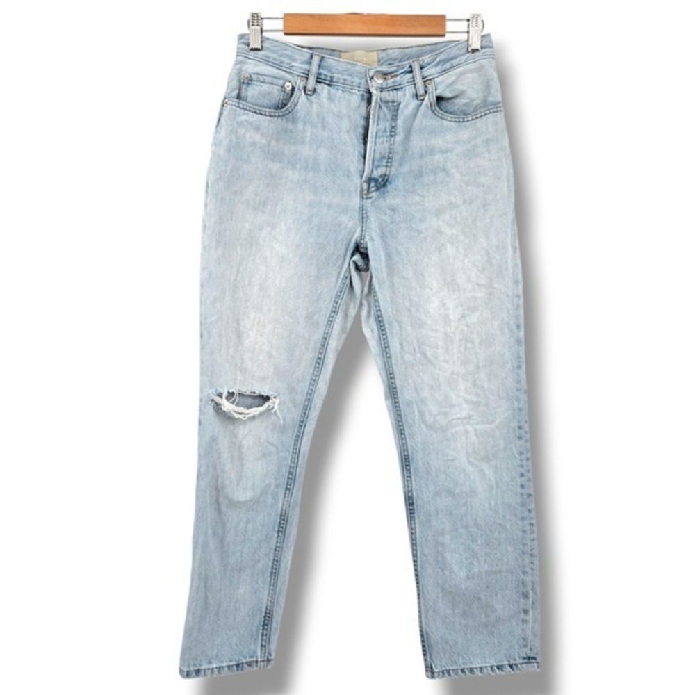 Everlane Denim Jeans Womens‎ Light Wash Ripped Knee Button Fly 90s Cheeky Jean